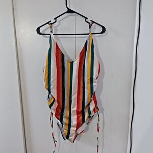 Time and Tru Colorful Striped Swimsuit